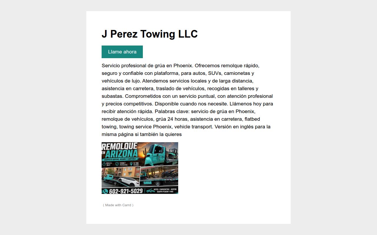 Servicio de Grúa , Towing o remolque J Perez logo